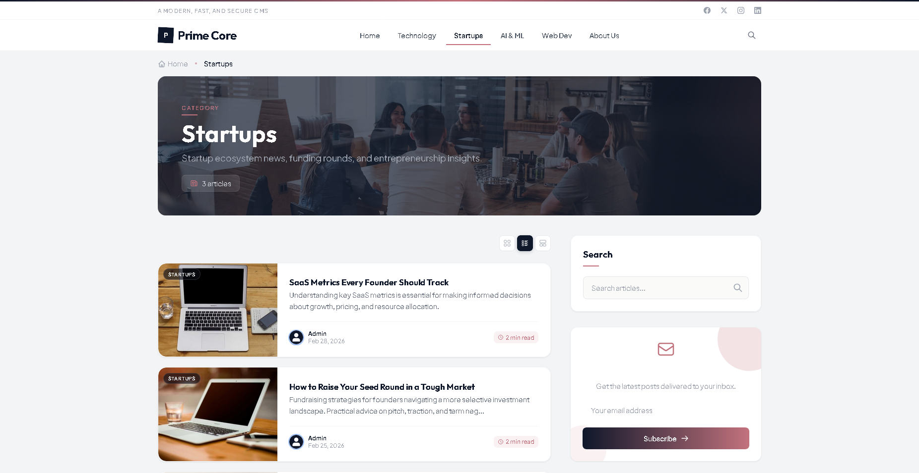 Prime Core Frontend Theme